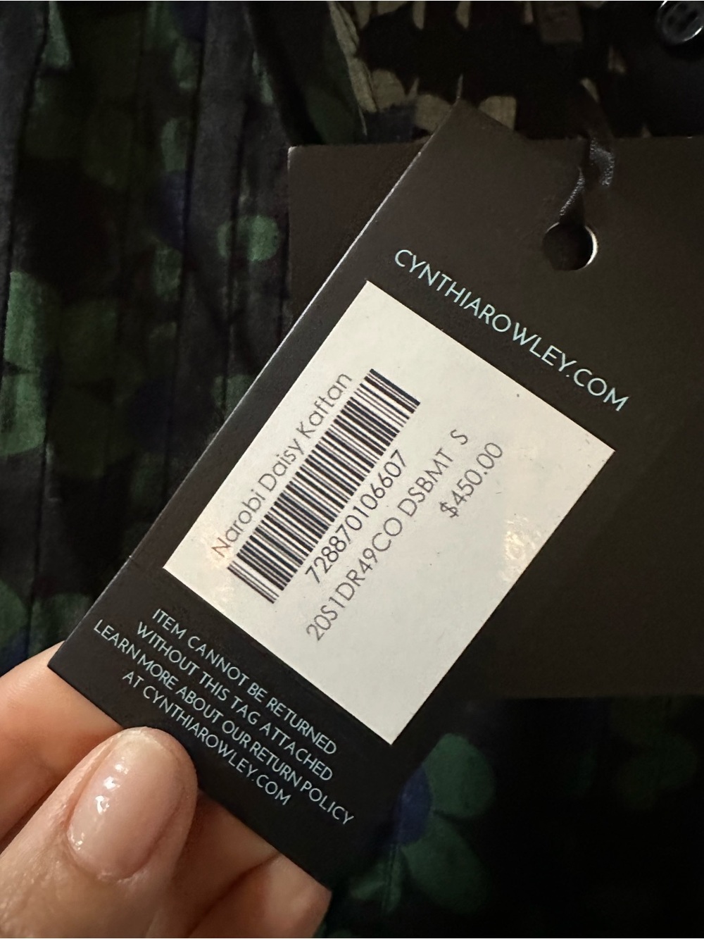 Cynthia Rowley Black Floral Pleated Tunic with Blue & Green Blooms